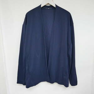 【1円】良好 国内正規 SHIPS シップス 日本製 MADE IN JAPAN ツイルジャージー ノーカラーカーディガン 定価13420円 NAVY ネイビー 紺 XL