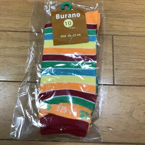 新品未使用　Burano 靴下 19～21cm ボーダー柄