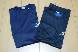 【未使用品】 MIZUNO ミズノ ナビドライ機能 速乾 長袖Tシャツ 黒、紺色2枚セット Lサイズ/ 品番32JA1S4009,32JA1S4014