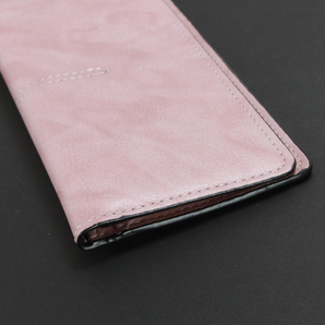 【訳あり品】レディース長財布 ピンク 二つ折り 薄型 シンプル 財布 札入れ カード 縫い目部分難有リ 新品の画像2