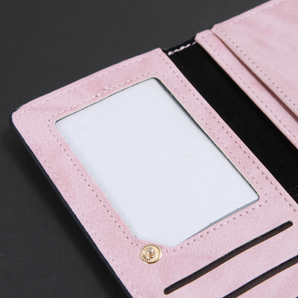 【訳あり品】レディース長財布 ピンク 二つ折り 薄型 シンプル 財布 札入れ カード 縫い目部分難有リ 新品の画像7
