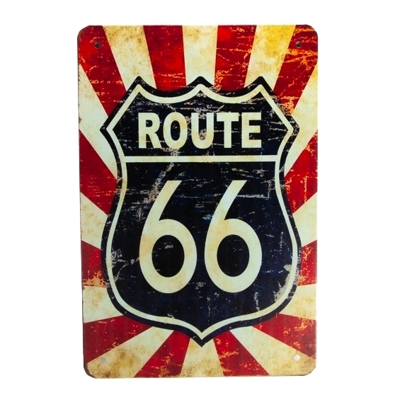 ルート６６ブリキ看板　20㎝×30㎝　ROUTE66②　レトロ風　新品　未使用品 