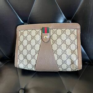 GUCCI グッチ オールドグッチ クラッチバッグ セカンドバッグGGスプリームキャンバス レザー シェリーライン