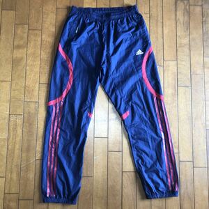 ☆ 【 adidas 】★ナイロン　スリーライン　トラックパンツ　シャカパン★サイズL 紺×赤