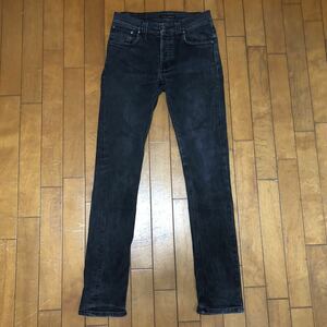 Nudie Jeans.coストレッチスキニー　フェードブラックデニム　スリムジーンズ　W32