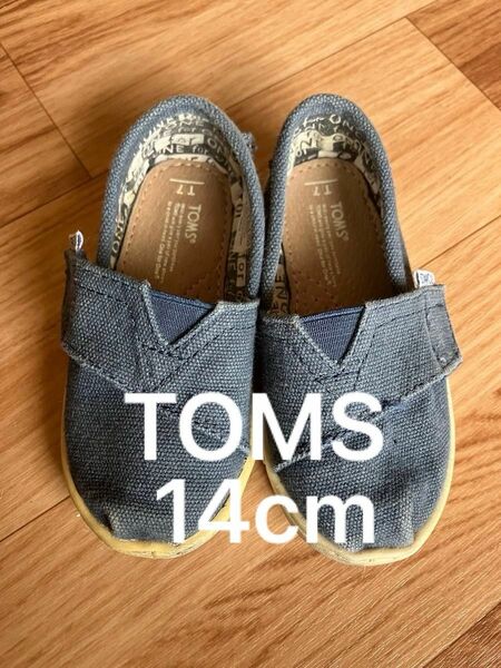 TOMS スリッポン スニーカー　14cm ネイビー　サンダル　おしゃれ　シンプル フォーマルシューズ