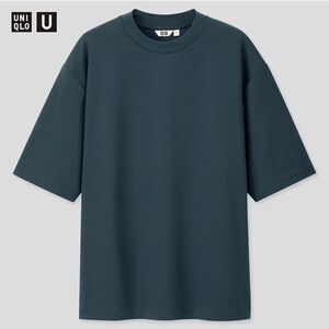 【廃版色】エアリズムコットンオーバーサイズTシャツ（5分袖）ブルー Mサイズ