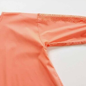 TO COLOR / トゥーカラー 綺麗色 イージーケア綿ポリ 袖レースブラウス 七分袖Ｍ/パステルサーモンオレンジの画像6