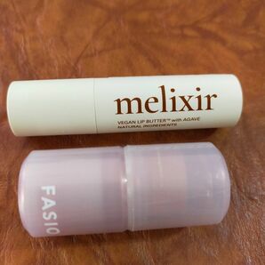 2本セット　①FASIO　マルチフェイススティック　②melixir ヴィーガンリップバター　#02　Nude　Crumble