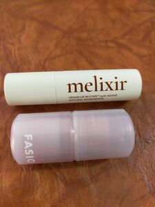 2本セット　①FASIO　マルチフェイススティック　②melixir ヴィーガンリップバター　#02　Nude　Crumble