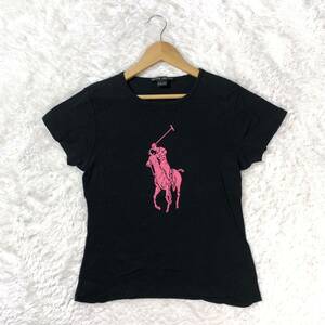 RALPH LAUREN ラルフローレン 半袖Tシャツ ブラック 黒 プリント コットン L YA6547