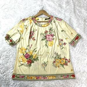 レオナール 半袖 Tシャツ カットソー 花柄 コットン LL YA6563