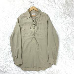 EQUIPMENT FEMME エキプモン シルク100 プルオーバーシャツ ベージュ シャツ 長袖シャツ レディース S YA6595