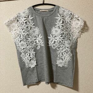 140 レース切り替え Tシャツ　 トップス　カットソー