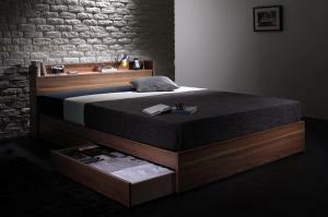  walnut pattern / shelves * outlet attaching storage bed premium pocket coil with mattress double 