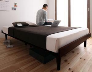 北欧デザインベッド プレミアムボンネルコイルマットレス付き フルレイアウト シングル フレーム幅100
