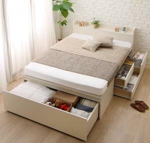  customer construction domestic production wide deep type drawer chest bed shelves * outlet attaching thin type standard pocket coil with mattress double 