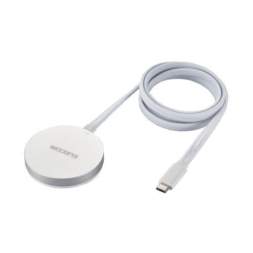 エレコム ワイヤレス充電器 Qi 認証 Qi2 対応 マグネット式 平型メッシュ 1m シルバー W-MA05SV