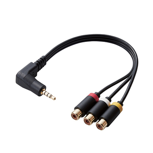  Elecom AV. место изображение кабель L type Mini вилка сетевого шнура (4 высшее )-RCA вилка сетевого шнура изменение кабель 0.15m черный DH-MLWRYF015BK