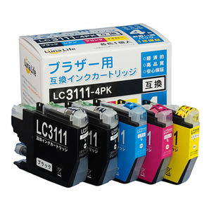 ワールドビジネスサプライ Luna Life ブラザー用 互換インクカートリッジ LC3111-4PK ブラック1本おまけ付き5本セット LNBR3111/4PBK+1