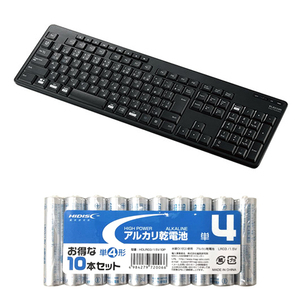  Elecom wireless quiet sound full keyboard + alkaline battery single 4 shape 10ps.@ pack set TK-FDM116SKTBK+HDLR03/1.5V10P