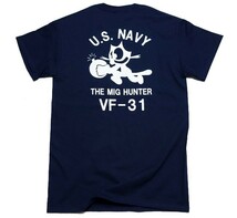 Tシャツ M メンズ 半袖 ミリタリー アメカジ 米海軍 黒猫 CAT モデル MAVERICKS ブランド ネイビー_画像3