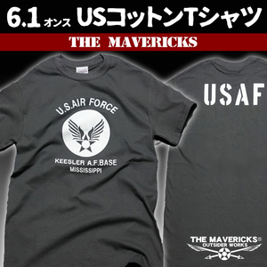 Tシャツ M メンズ 半袖 ミリタリー アメカジ USAF エアフォース MAVERICKS ブランド 灰 チャコールグレー