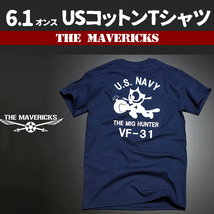 Tシャツ M メンズ 半袖 ミリタリー アメカジ 米海軍 黒猫 CAT モデル MAVERICKS ブランド ネイビー_画像1