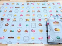 ＊40×60cm＊ハンドメイド＊ランチョンマット・巾着袋給食セット＊マカロン×ブルー＊入園・入学・新学期準備＊小学校_画像2