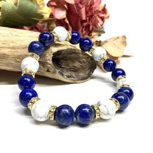  lapis lazuli & is u light Power Stone bracele natural stone breath ( Gold ) 10mm men's * lady's -stroke less cancellation amulet 