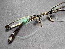 レア【American Optical/アメリカンオプティカル】Renaissanco Numont 303ハーフリム ブロー眼鏡フレーム アンティークゴールド サングラス_画像2