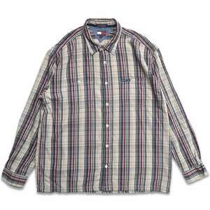 古着 TOMMY トミーヒルフィガー 長袖シャツ ボックス チェック 表記：XL　gd402257n w40411