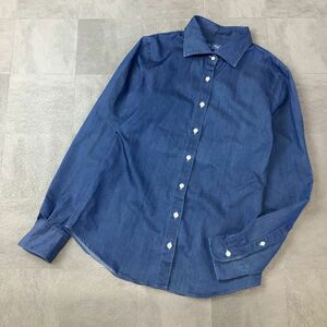 美品 Maker’s Shirt メーカーズシャツ 鎌倉シャツ デニムシャツ 長袖シャツ レディース 7号 Sサイズ インディゴブルー