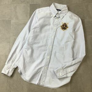 Ralph Lauren sport ラルフローレン スポーツ ビッグポニー刺繍 ボタンダウンシャツ 長袖シャツ レディース サイズ4 ブルー