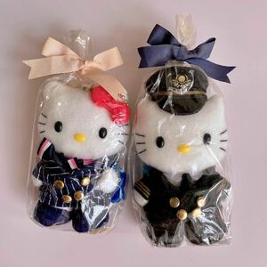 * Hello Kitty *ANA VERSION CA Kitty Pilot Daniel uniform pair mascot set soft toy ball chain Sanrio 2004 year 