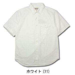 日本製 メンズ 無地 シャツ 半袖シャツ 厚手 ヘビーウエイト ボタンダウンシャツ Mサイズ ホワイト