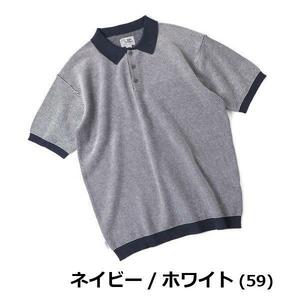 半袖 Tシャツ メンズ ジムマスター gym master ハイゲージニット ポロシャツ G321771 Lサイズ ネイビー×ホワイト(59)