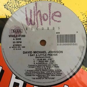 【未使用】David Michael Johnson / I Say A Little Prayer オリジナル盤 12インチレコード イタロハウス ディスコ 小さな願い カヴァー