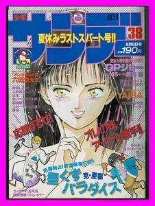 当時物 週刊少年サンデー 1989年38(9月6日)号 表紙 克・亜樹 星くずパラダイス 新連載GPジョー 青山剛昌 YAIBA ゆうきまさみ パトレイバー