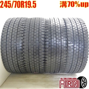 中古タイヤ 245/70R19.5 136/134J DUNLOP SP001 スタッドレスタイヤ 4本セット 大型 中古 19.5インチ