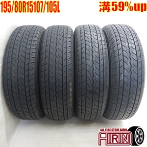 中古タイヤ 195/80r15 107/105L タイヤ YOKOHAMA JOB RY52 4本セット ハイエース キャラバン 中古 15インチ