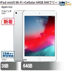 中古 タブレット iPad mini5 Wi-Fi +Cellular 64GB SIMフリー シルバー 本体 7.9インチ iOS17 Apple アップル 6ヶ月保証