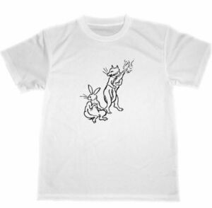 鳥獣戯画　ドライ　Tシャツ　ウサギ　キツネ　兎　アニマル　動物　グッズ　狐