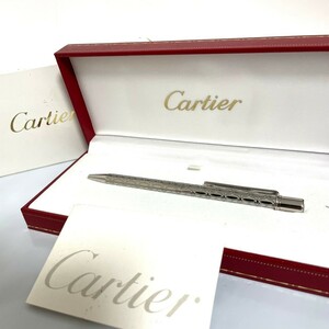 1円スタート　未使用保管品 Cartier カルティエ ボールペン ハッピーバースデー　2C　ロゴ　シルバー　ツイスト式　箱付き