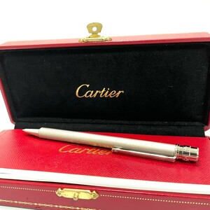 １円スタート カルティエ Cartier ボールペン ツイスト式 シルバー サントス 筆記用具