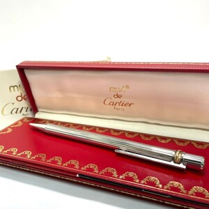 １円スタート カルティエ Cartier ボールペン ツイスト式 トリニティ　マストドゥカルティエ　シルバー　箱付き 筆記用具