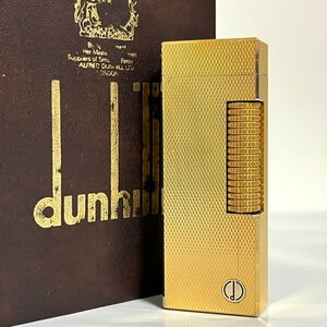 1円スタート　美品 dunhill ダンヒル ライター ガスライター ゴールド ローラー式 喫煙具　箱付き　a9
