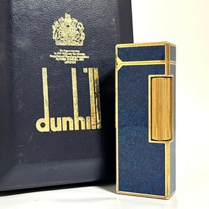 １円スタート dunhill ダンヒル ライター ブルー ゴールド ガスライター ローラー式 喫煙具 a30