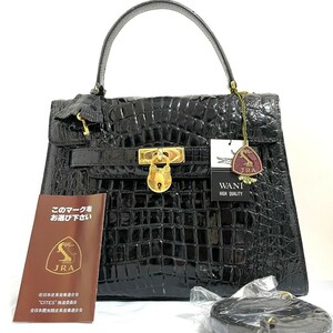 1 иен старт крокодил JRA 2way ручная сумочка сумка на плечо Gold металлические принадлежности 