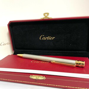 １円スタート 未使用保管品 Cartier カルティエ サントス ドゥ ツイスト式 シルバー ゴールド ボールペン 筆記用具　箱付き